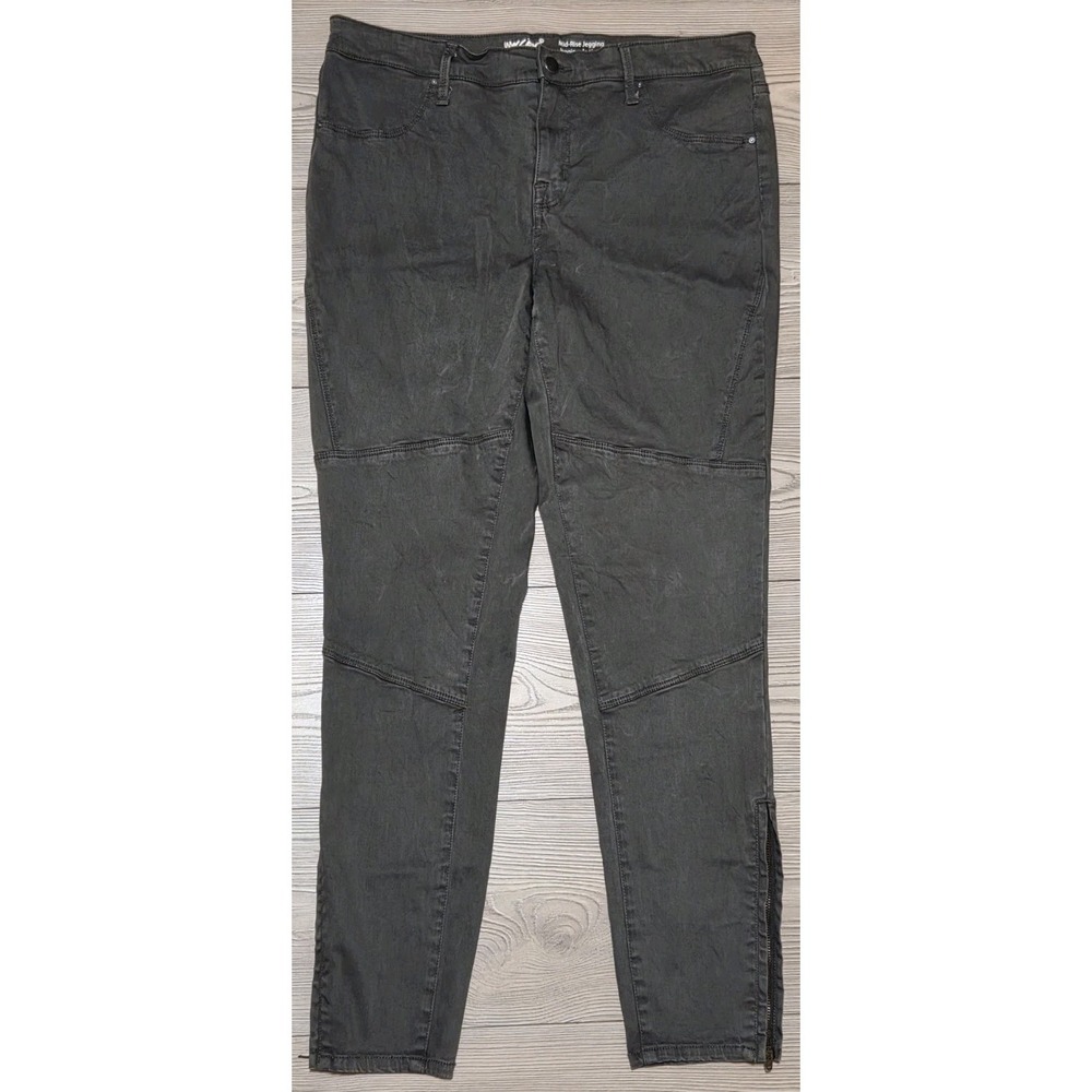 Mossimo Denim Gray Mid-Rise Moto Jeggings Super Stretch Women Sz 10/30 Ankle Zip